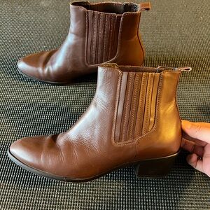 J. Crew Chestnut Leather Ankle Boots